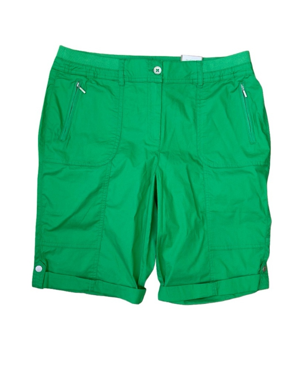 NWT Chico’s Ultimate Fit Roll Hem Shorts 11 Inch Inseam Green Size 12
